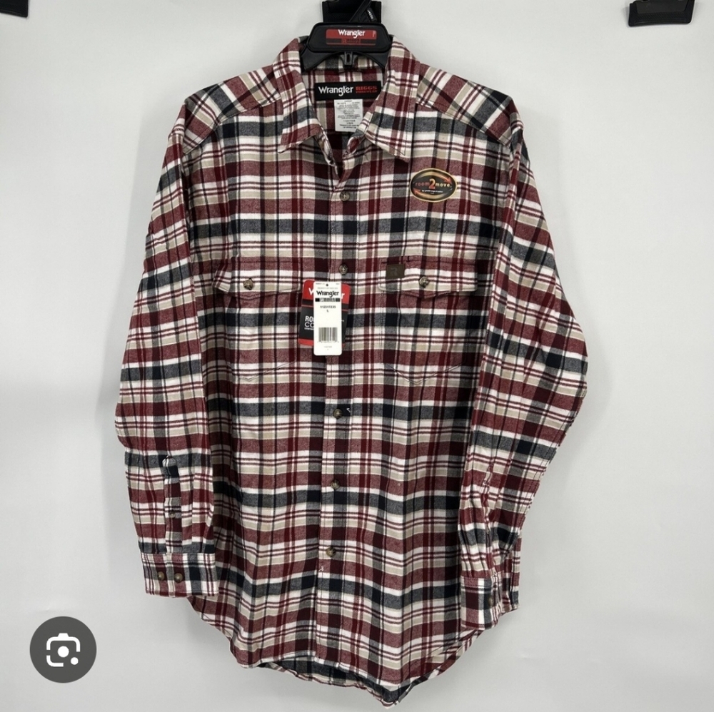 Wrangler Men's Casual Plaid Shirt - Burgundy, White, Navy